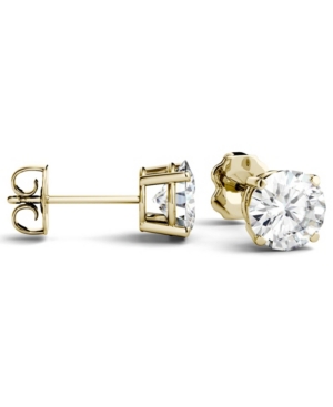 Charles & Colvard Moissanite Stud Earrings (2 Ct. T.w. Diamond Equivalent) In 14k White Or Yellow Gold In Yellow Gold