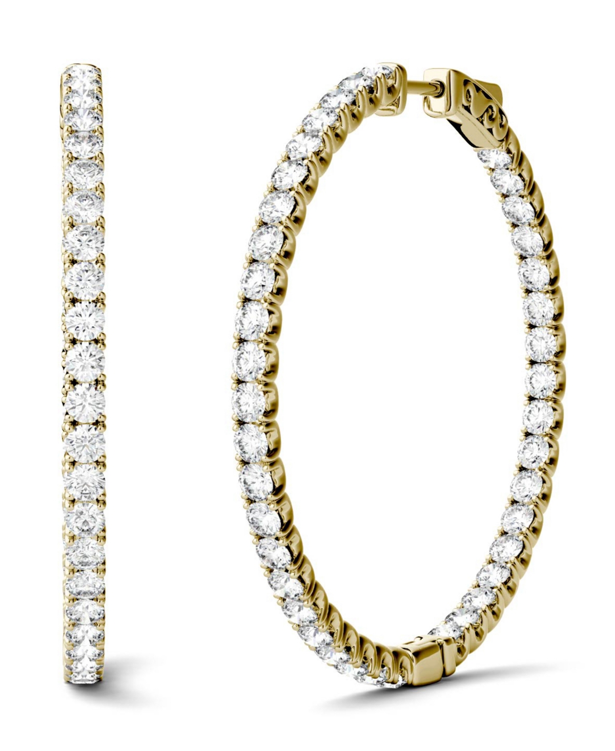 Shop Charles & Colvard Moissanite Hoop Earrings (5/8 Ct. T.w. Diamond Equivalent) In 14k Gold Or White Gold