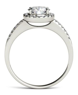 Moissanite Round Halo Ring (1-1/3 ct. t.w. Diamond Equivalent) in 14k Gold or White Gold or Rose Gold