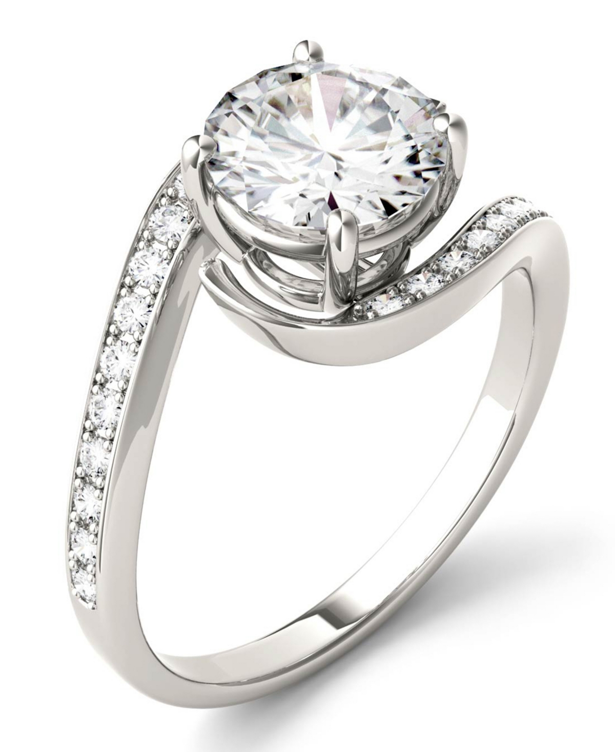 Moissanite Round Swirl Engagement Ring (1-3/4 ct. t.w. Diamond Equivalent) in 14k White Gold - White Gold