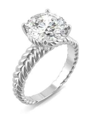image of Moissanite Round Twisted Shank Ring (2-3/4 ct. tw. Diamond Equivalent) in 14k White Gold