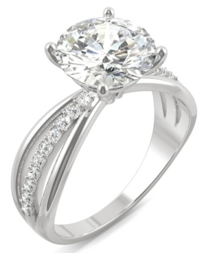 image of Moissanite Round Solitaire with Sides Ring (2-9/10 ct. tw. Diamond Equivalent) in 14k White Gold