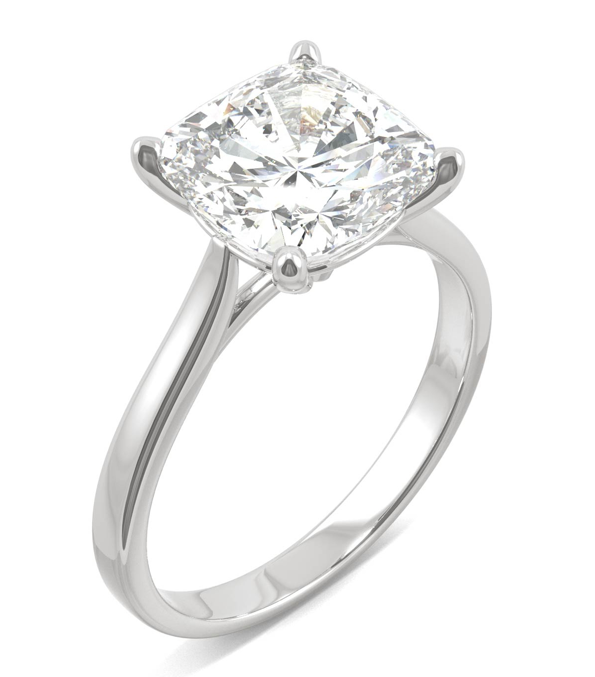 Moissanite Cushion Solitaire Ring (3-1/3 ct. tw.) in 14k White, Yellow or Rose Gold - White Gold