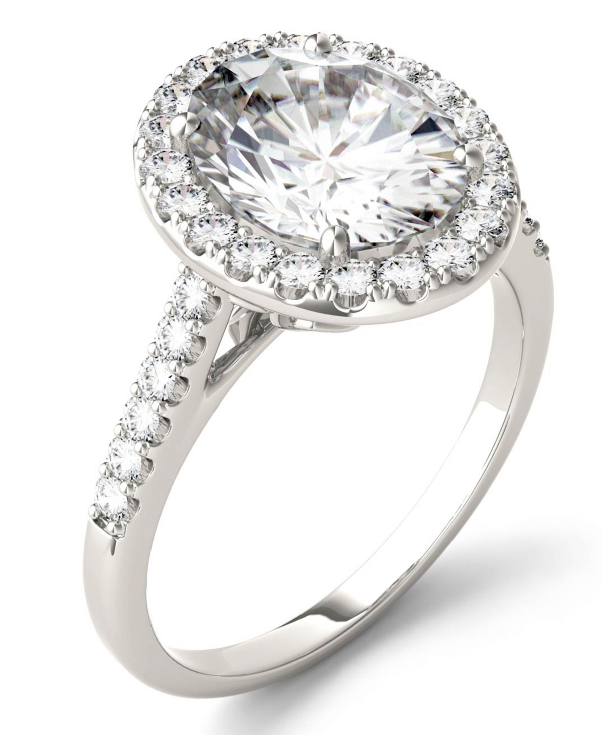 Moissanite Oval Halo Ring (3-1/2 ct. tw. Diamond Equivalent) in 14k White Gold - White Gold