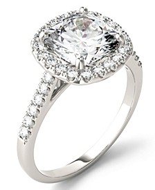Moissanite Cushion Halo Ring (2-7/8 ct. tw. Diamond Equivalent) in 14k White Gold