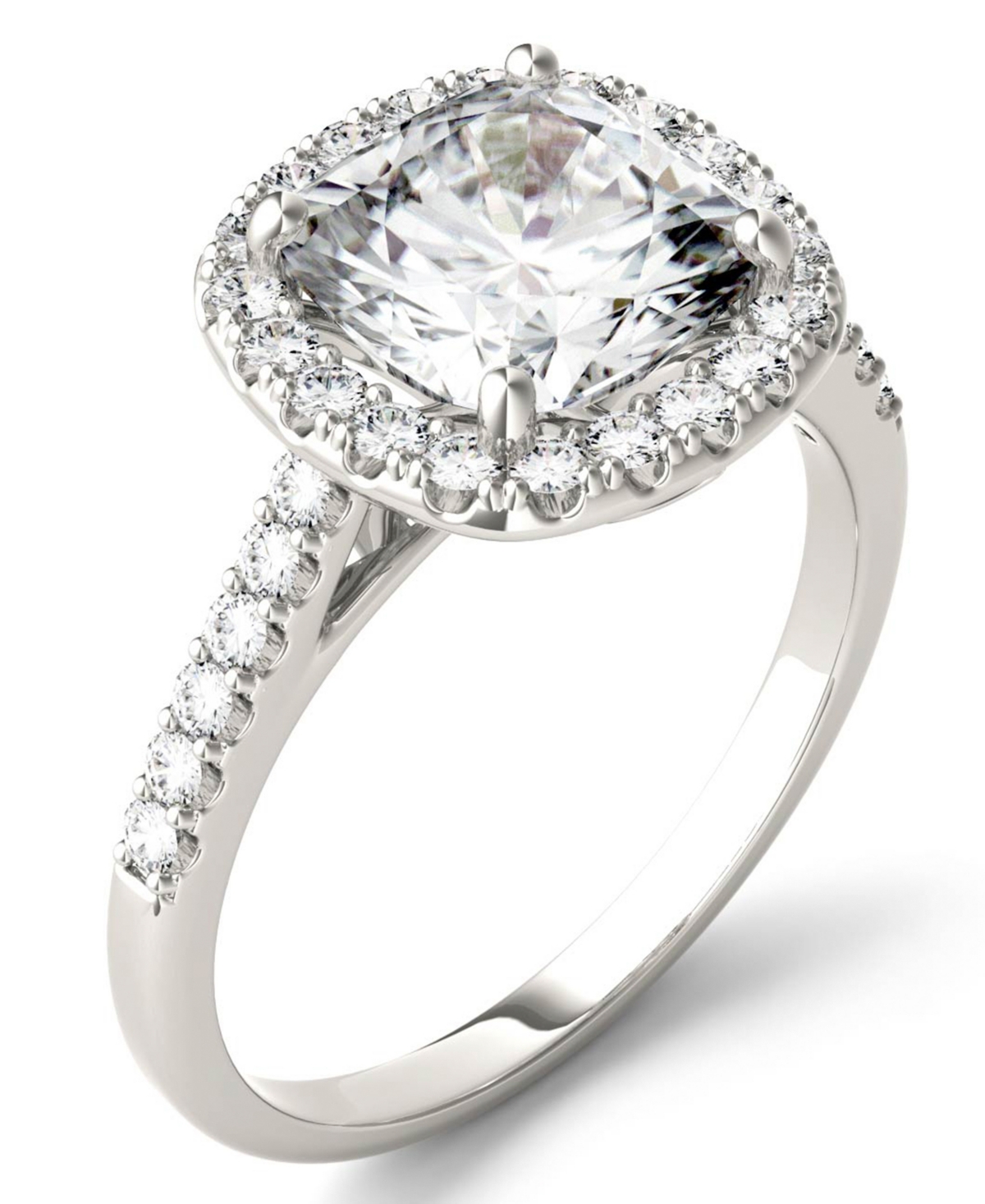 Moissanite Cushion Halo Ring (2-7/8 ct. tw. Diamond Equivalent) in 14k White Gold - White Gold