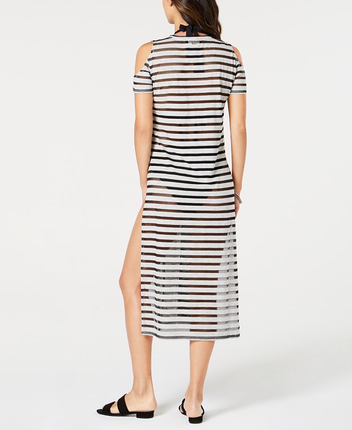Calvin Klein Crochet Striped Cold-Shoulder Cover-Up, Created for Macy's ...