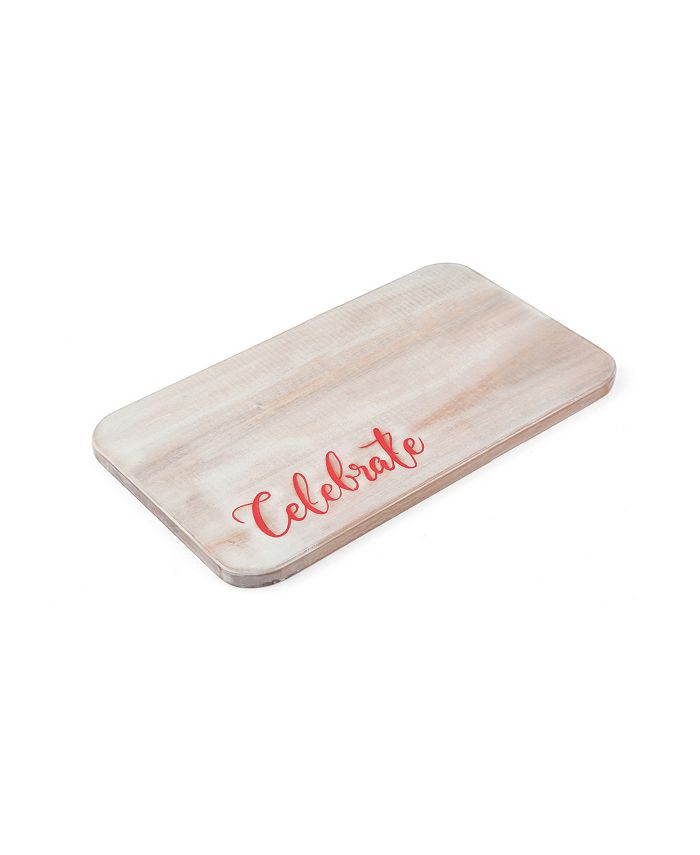 Thirstystone Celebrate White Wash Wood Cheese Board Macy's