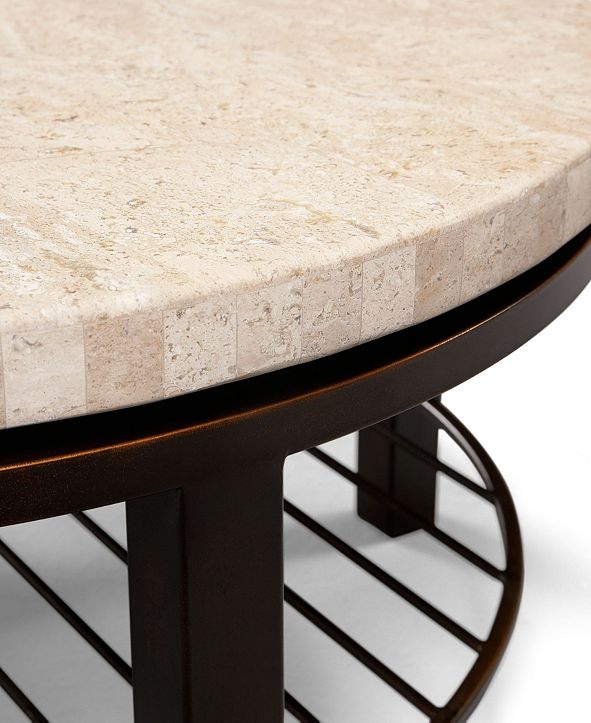 Bernhardt Tempo Travertine Top Round End Table & Reviews Furniture