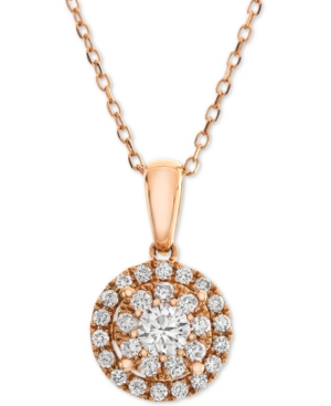 image of Diamond Halo Adjustable Pendant Necklace (1/2 ct. t.w.) in 14k Rose Gold