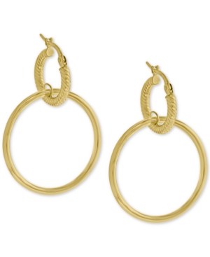 image of Double Hoop Drop Earrings in 14k Gold