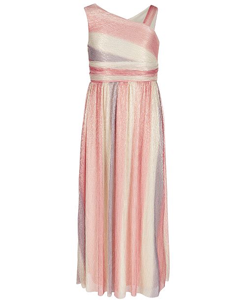 Sequin Hearts Big Girls One Shoulder Rainbow Maxi Dress Reviews