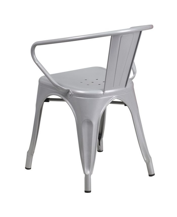 Flash Furniture Silver Metal IndoorOutdoor Chair With Arms Macy's