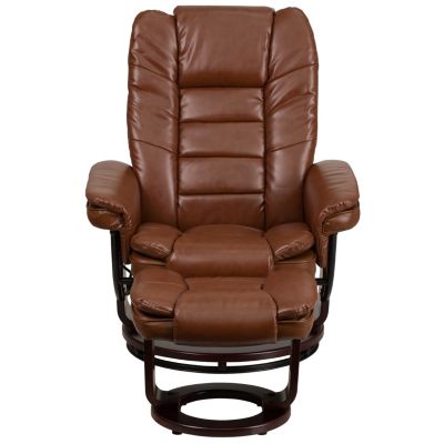 Flash Furniture Contemporary Brown Vintage Leather Recliner And Ottoman ...