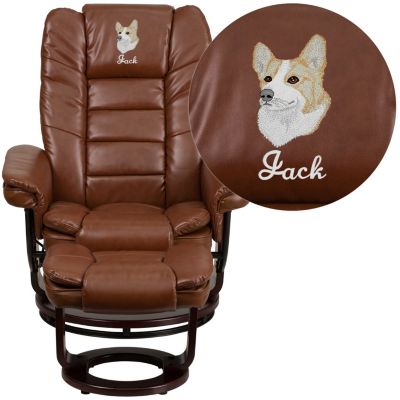 Flash Furniture Embroidered Contemporary Brown Vintage Leather Recliner ...