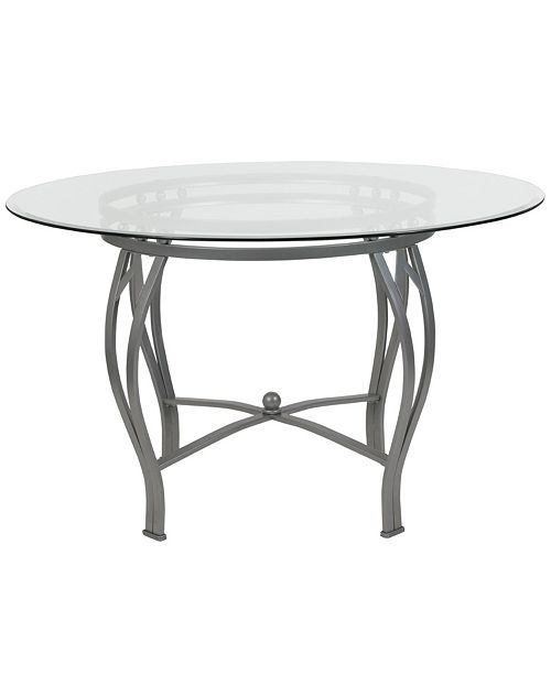 Flash Furniture Syracuse 48 Round Glass Dining Table With Silver