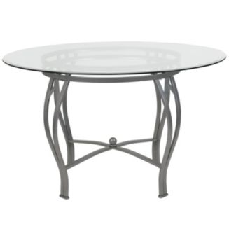 Syracuse 48'' Round Glass Dining Table With Silver Metal Frame - Macy's