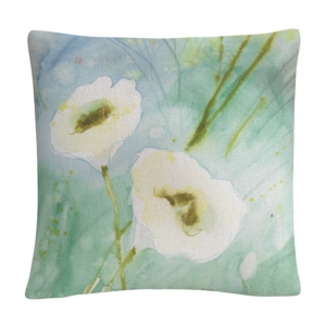 Baldwin Sheila Golden Quiet Pond White Soft Floral Motif Decorative Pillow, 16" X 16" In Multi