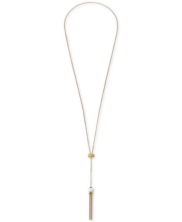Majorica Stainless Steel Imitation Pearl Chain Tassel 31