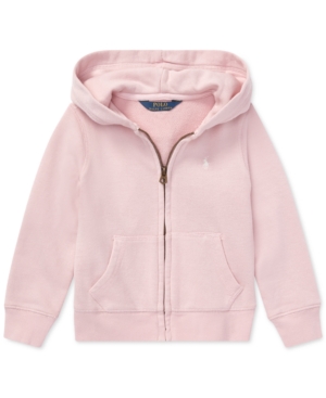 Shop Polo Ralph Lauren Toddler And Little Girls French Terry Full-zip Hoodie In Hint Of Pink