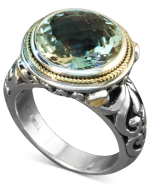 image of Balissima by Effy Green Quartz Round Ring (5 ct. t.w.) in Sterling Silver and 18k Gold