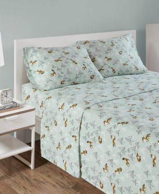 Novelty Printed Flannel 3-Pc. Sheet Set, Twin XL