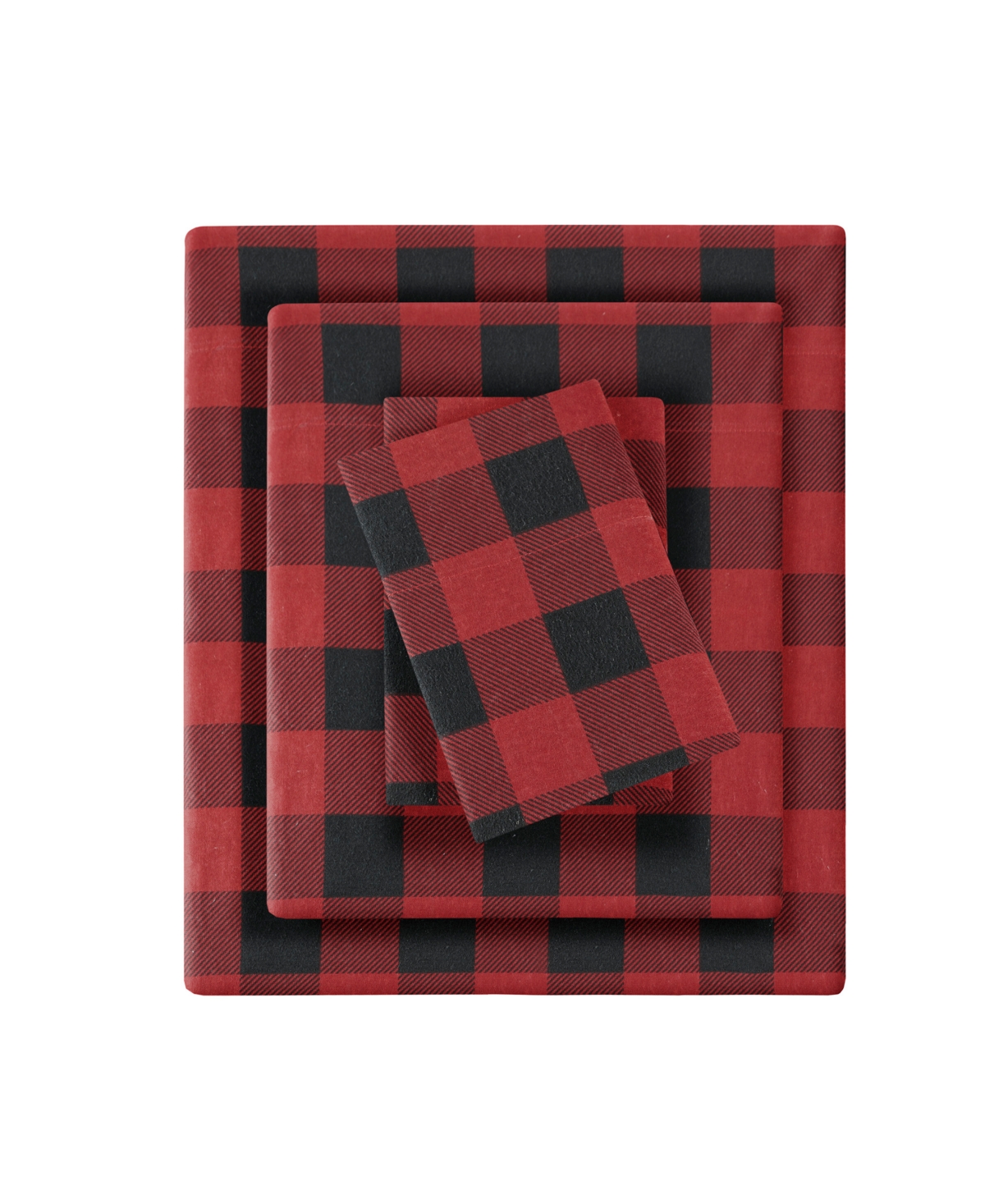 Woolrich Printed Flannel 4-pc. Sheet Set, California King In Red,black Buffalo Check
