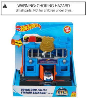 hot wheels city downtown police station breakout playset