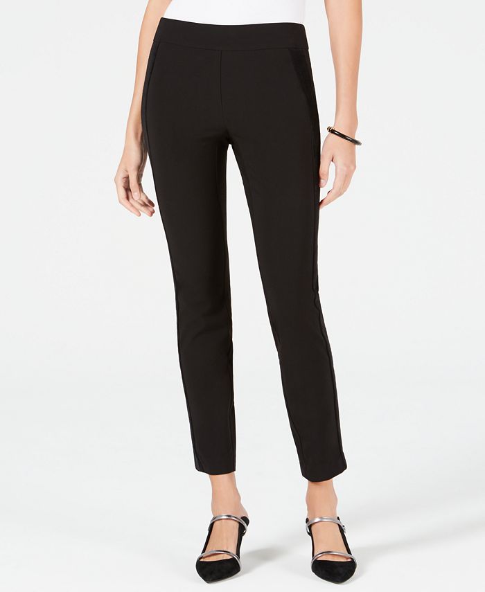 Alfani Petite Velvet-Stripe Skinny Pants, Created for Macy's - Macy's