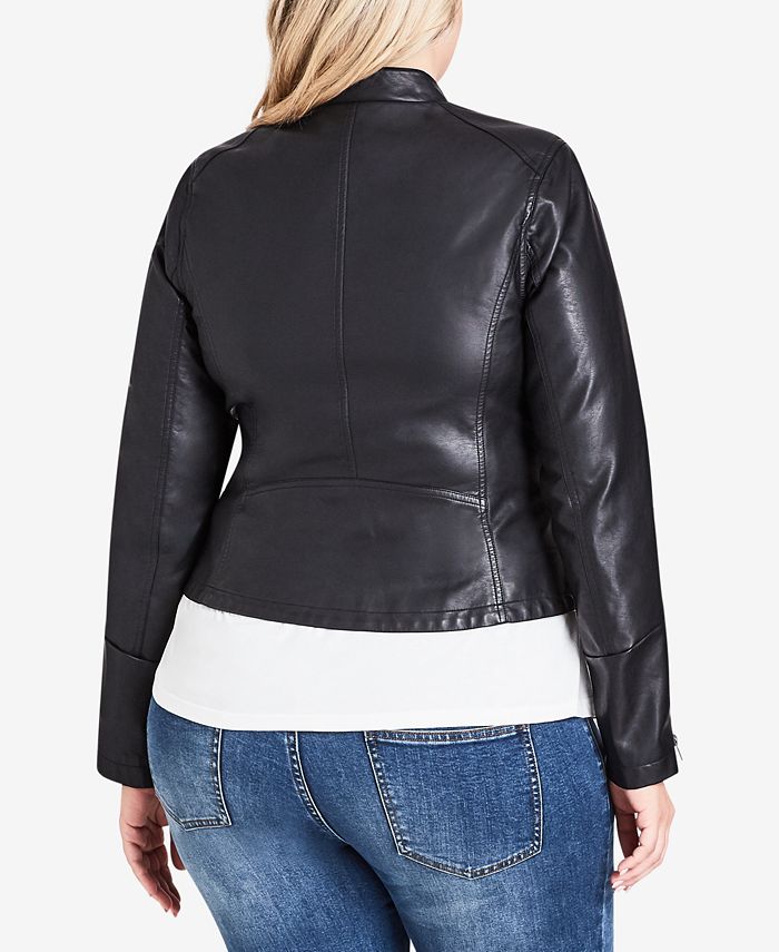 City Chic Trendy Plus Size Faux-Leather Jacket - Macy's