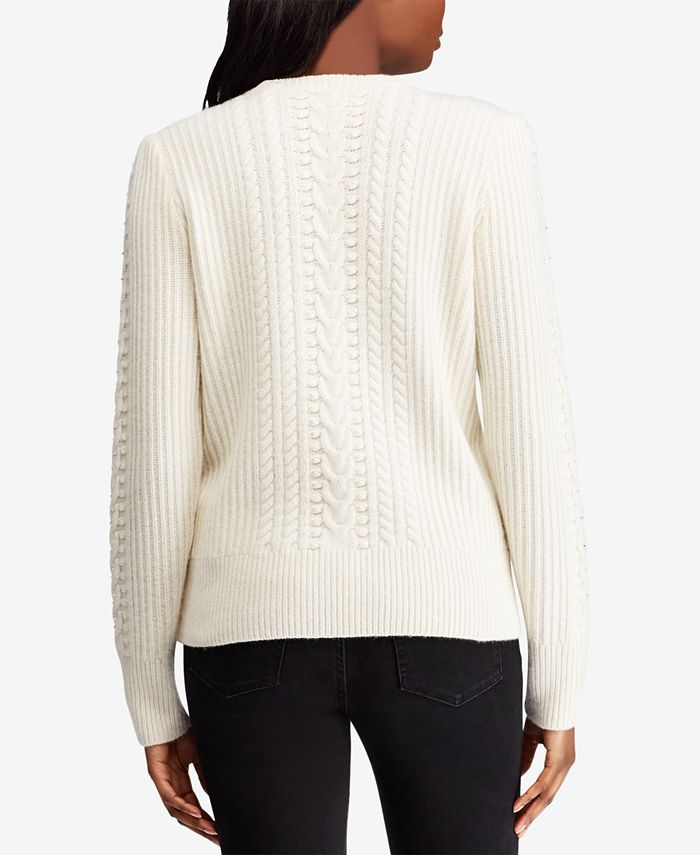 Lauren Ralph Lauren Beaded Cable-Knit Sweater - Macy's