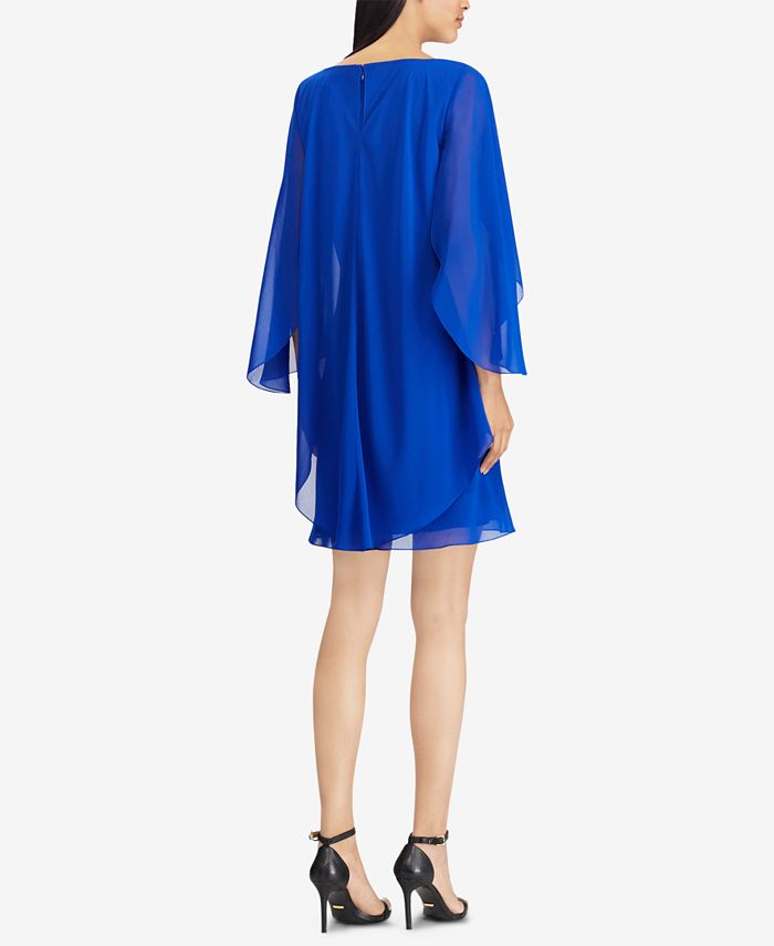 cape overlay chiffon gown