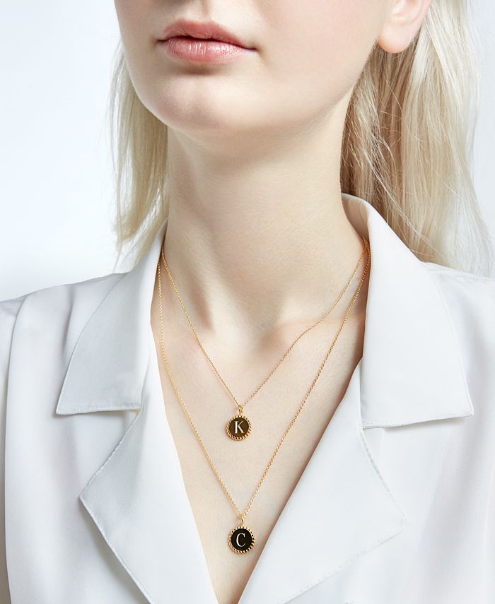 Sarah Chloe Initial Medallion Pendant Necklace in 14k Gold