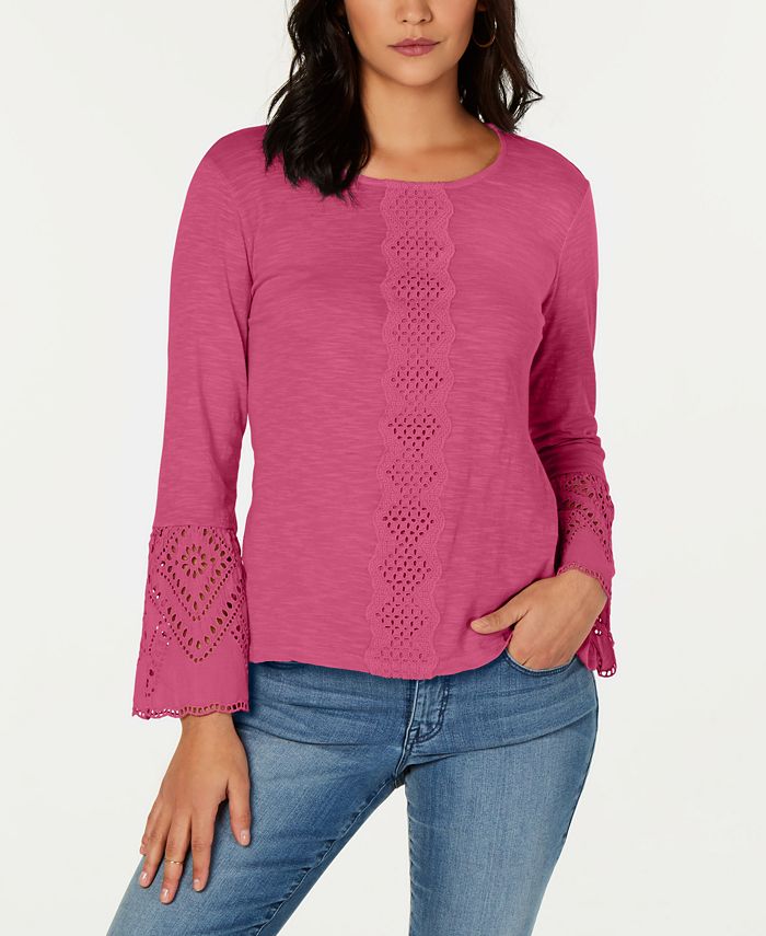 Style & Co Cotton Eyelet Top, Created for Macy's Macy's