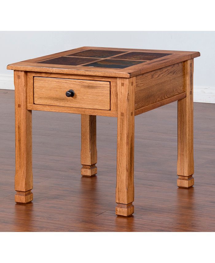 Sunny Designs Sedona 28"H Rustic Oak End Table, Slate Top Macy's