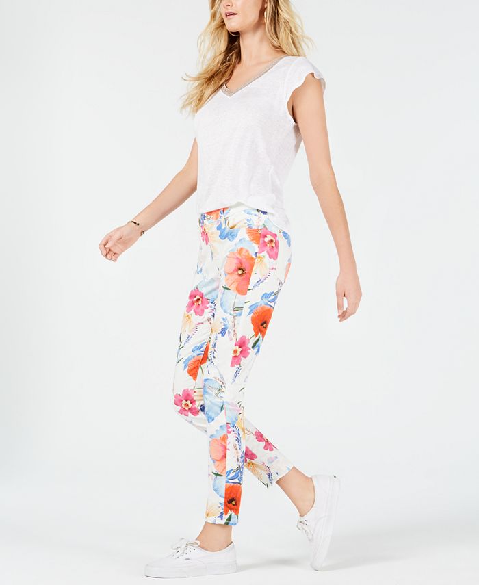 7 For All Mankind Floral-Print Skinny Jeans & Reviews - Jeans - Juniors ...