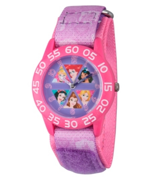 Disney Princess Cinderella Rapunzel Ariel Jasmine Snow White and Belle Girls' Pink Plastic Time Teacher Watch