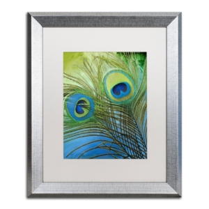 Trademark Global Color Bakery 'peacock Candy I' Matted Framed Art, 16" X 20" In Silver