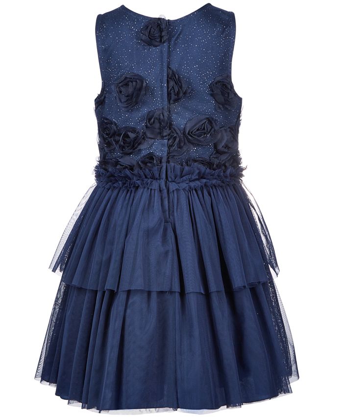 Nanette Lepore Big Girls Glitter Tulle 3D Flower Dress - Macy's