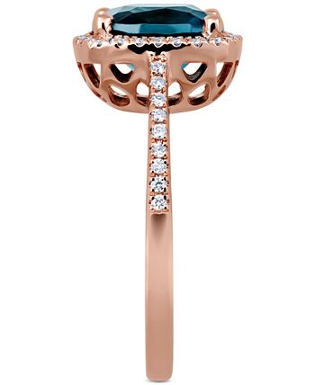 Macy's - London Blue Topaz (3-3/4 ct. t.w.) & Diamond (1/5 ct. t.w.) Ring in 14k Rose Gold