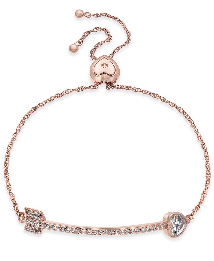 kate spade new york Crystal Heart Arrow Slider Bracelet - Macy's