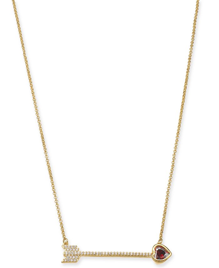 kate spade new york Gold-Tone Crystal Heart Arrow Pendant Necklace 