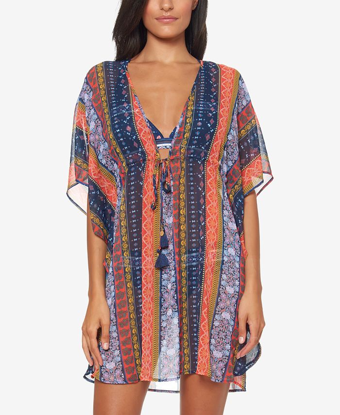 Jessica Simpson Sheer Printed-Stripe Cover-Up - Macy's