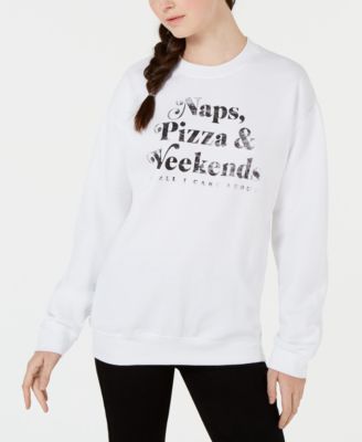 Love Tribe - Juniors' Naps Pizza Weekends Graphic Sweatshirt