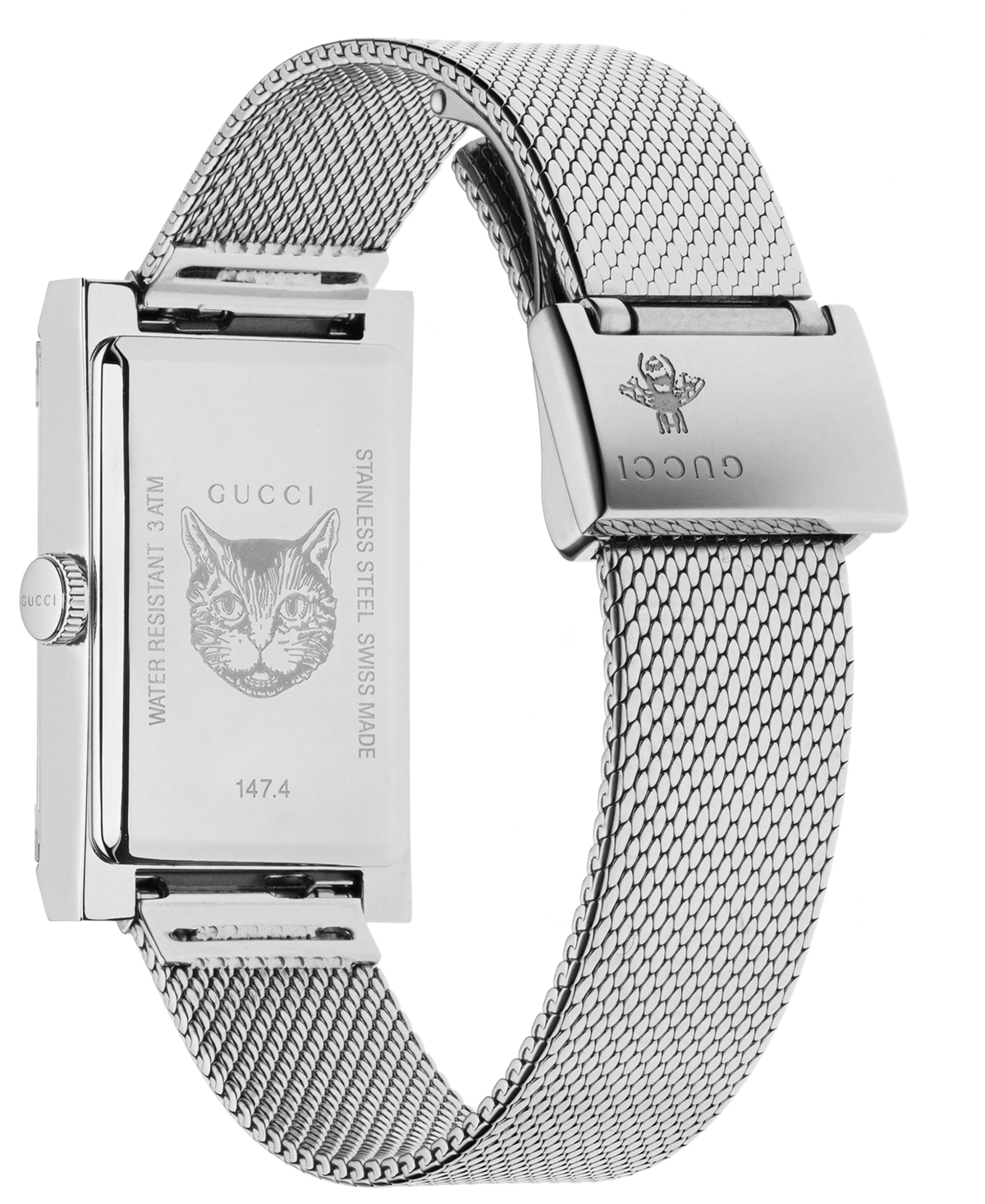 Shop Gucci G-frame Stainless Steel Mesh Bracelet Watch 21x34mm In No Color