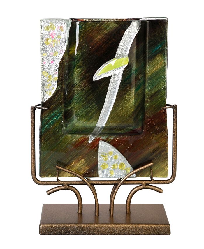 Jasmine Art Glass 9" x 13" Rectangle Vase Gold Kissed Stand Macy's