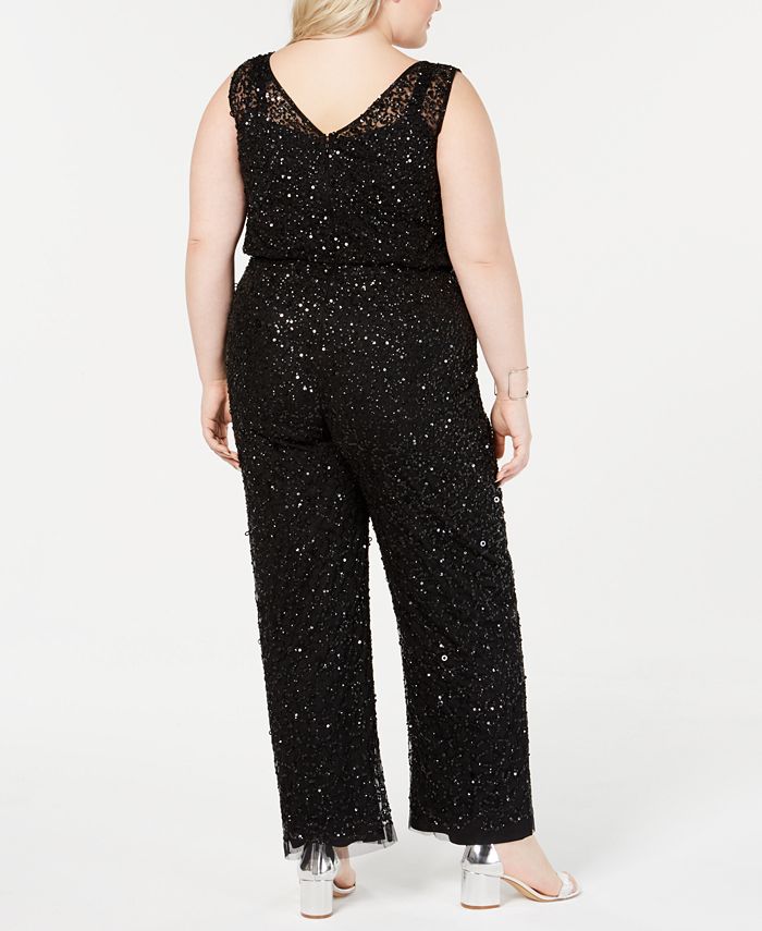 Adrianna Papell Plus Size Beaded Jumpsuit - Macy's