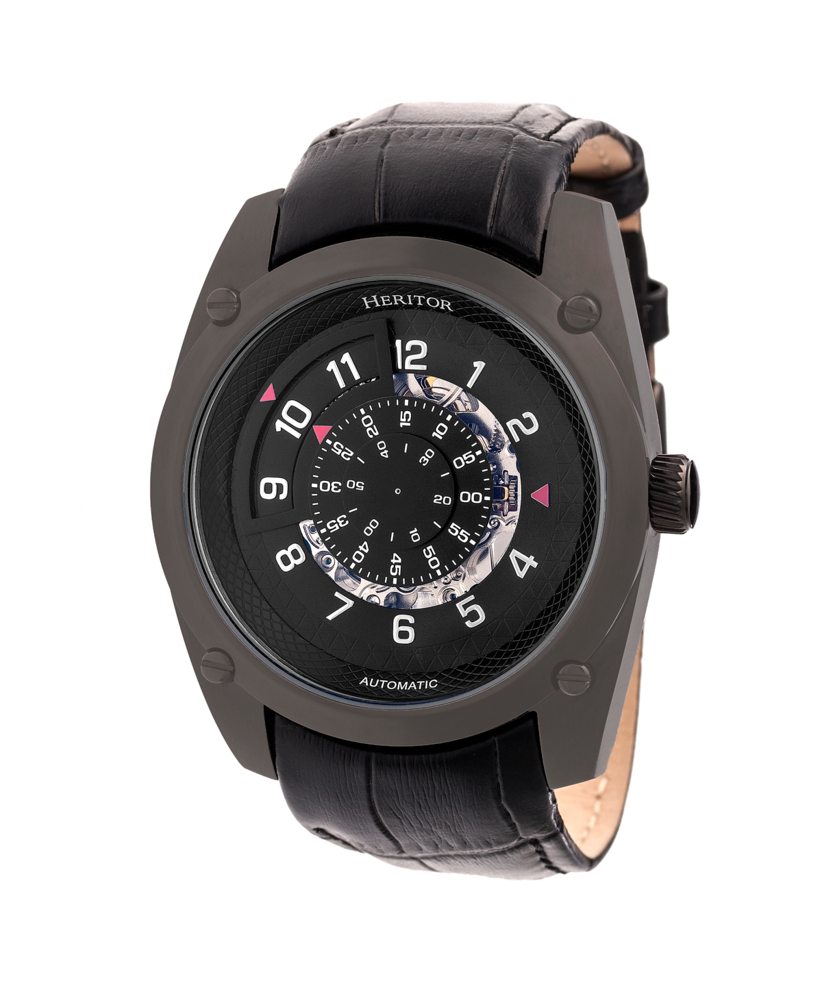 Automatic Daniels Black Leather Watches 43mm - Black