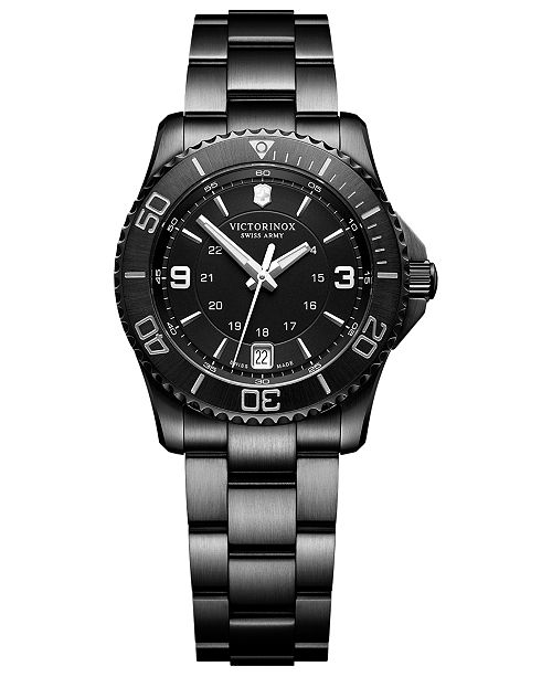 Victorinox Swiss Army Women S Swiss Maverick Small Black Edition Black Stainless Steel Bracelet Watch 34mm Reviews All Fine Jewelry Jewelry Watches Macy S