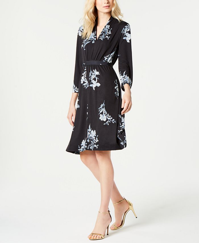 French Connection Floral-Print V-Neck Dress - Macy's
